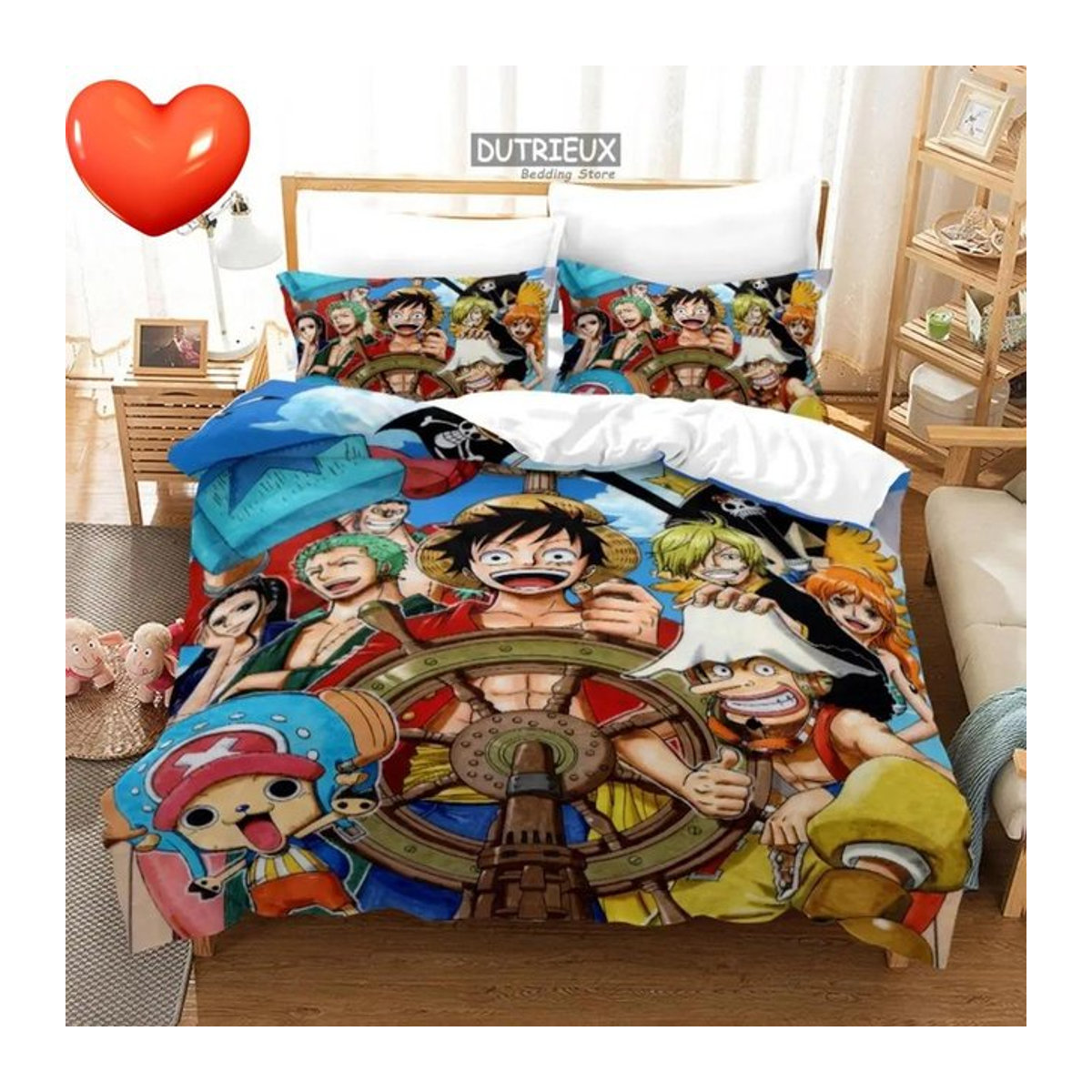 One Piece Anime Bettwäscheset Monkey D. Luffy Odyssey Muster mit Reißverschluss, Multicolor, B/H: 135 x 200 cm - Bild 1