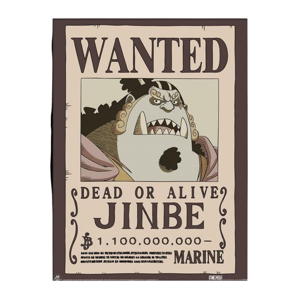 One Piece Jinbei Wanted gerahmtes Poster im Vintage-Stil, mehrfarbig, 40 x 40 cm - Bild 1