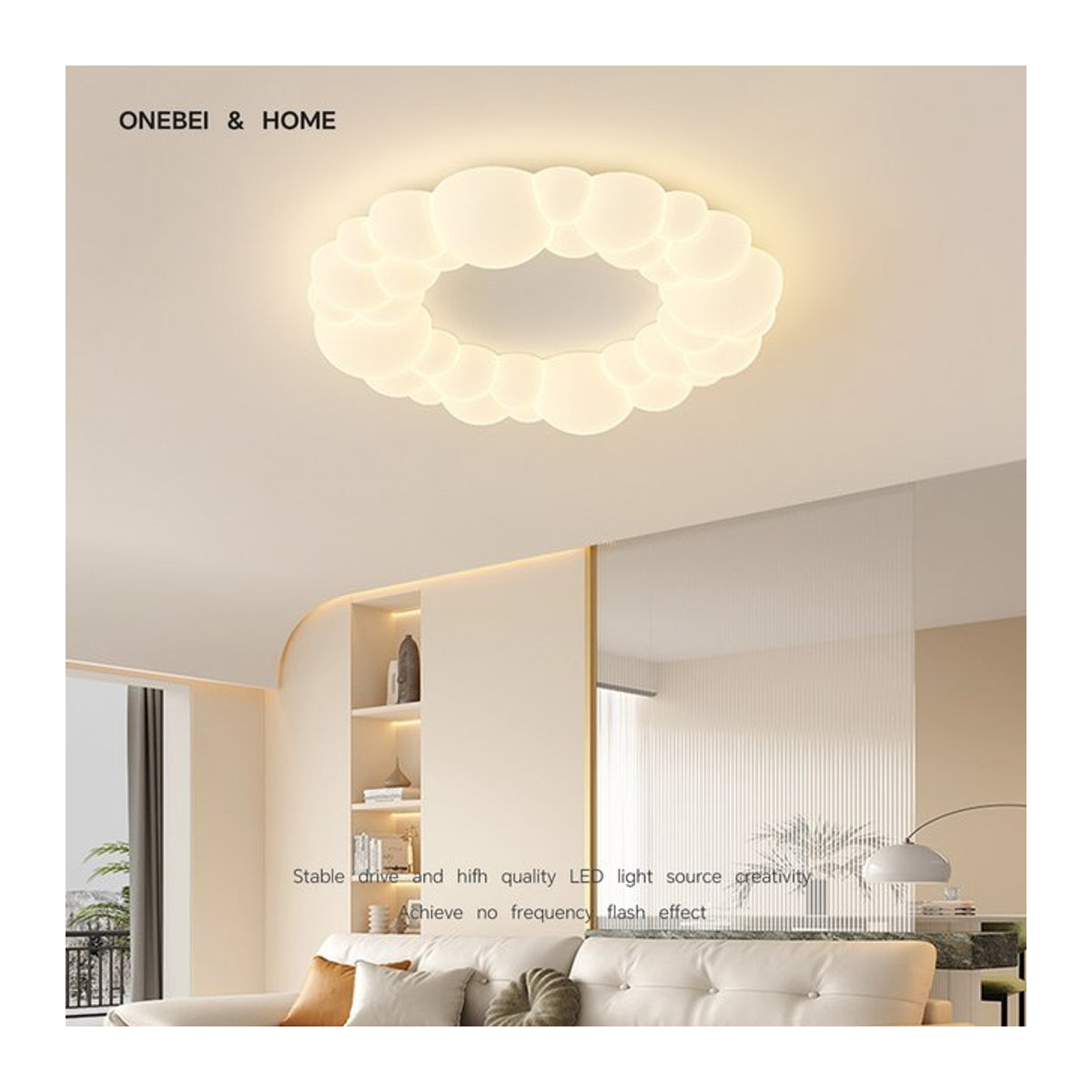 ONEBEI Nordische Designer Wolke Pendelleuchte mit LED in Weiß - Bild 1
