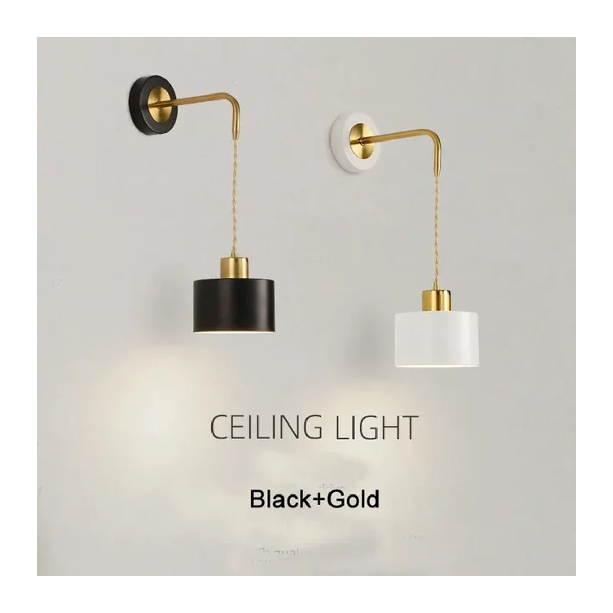 ONEYLTT Wandlampe Nordic Vintage in Schwarz mit Vergoldung für Schlafzimmer, Wohnzimmer und Flur - Bild 1