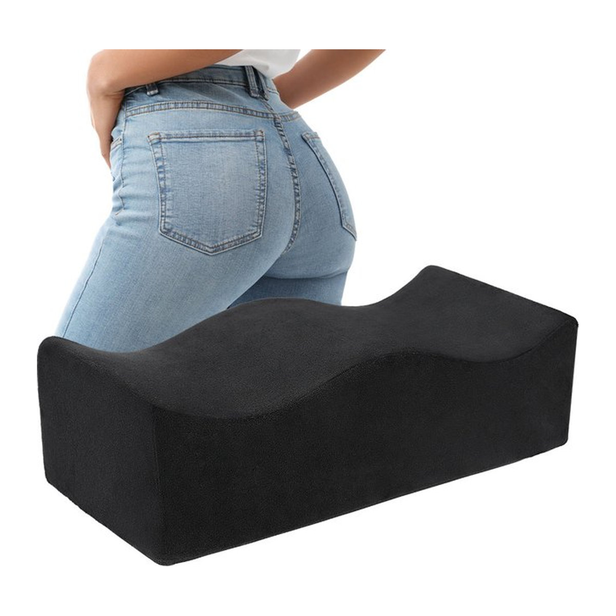 OOAGE BBL Sitzkissen in Schwarz mit Mesh-Gewebe und rutschfester Unterseite zur Entlastung des Steißbeins und zur Unterstützung der Hüften - Bild 1