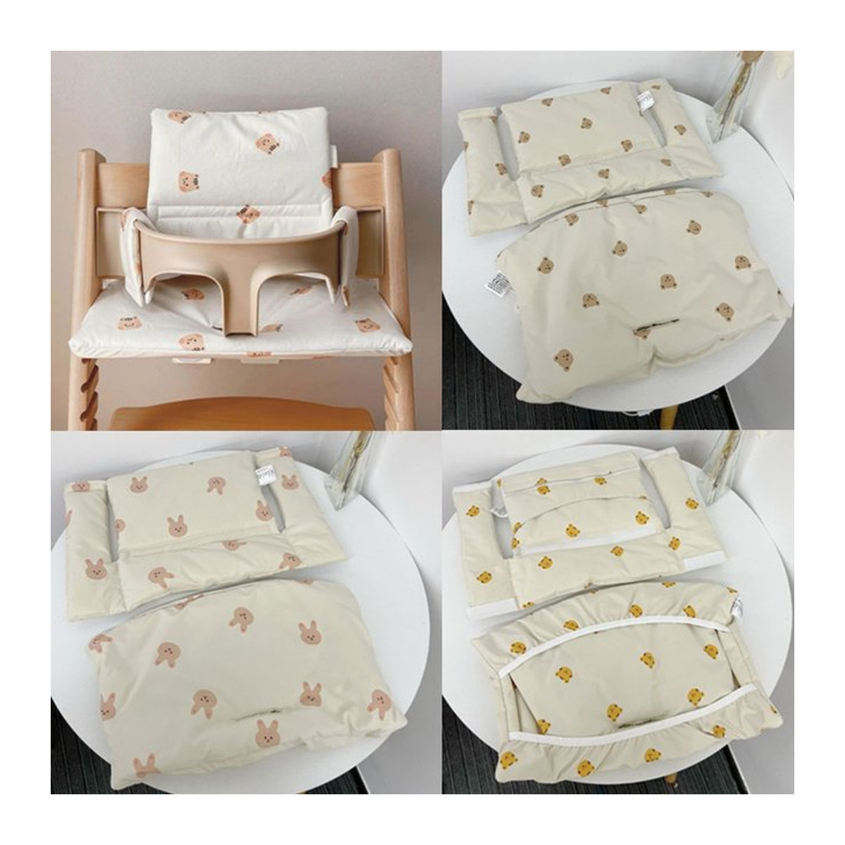 OOTDTY Hochstuhl Kissen Set mit Rückenpolster in Beige, Waschbare Sitzkissen Matte für Babyhochstühle und Reisehochstühle - Bild 1