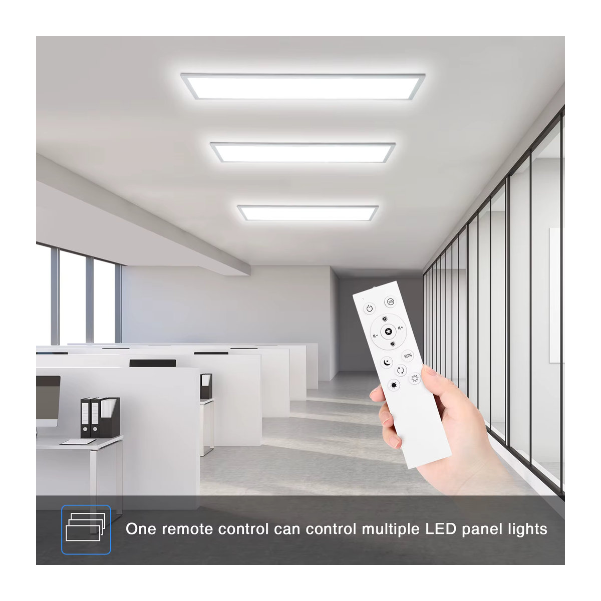 Oraymin LED-Deckenleuchte Weiß, dimmbar mit Fernbedienung und Speicherfunktion, 30 W, B: 100 cm, H: 25 cm, 2700–6500 K, minimalistisches Design für Küche und Büro - Bild 5