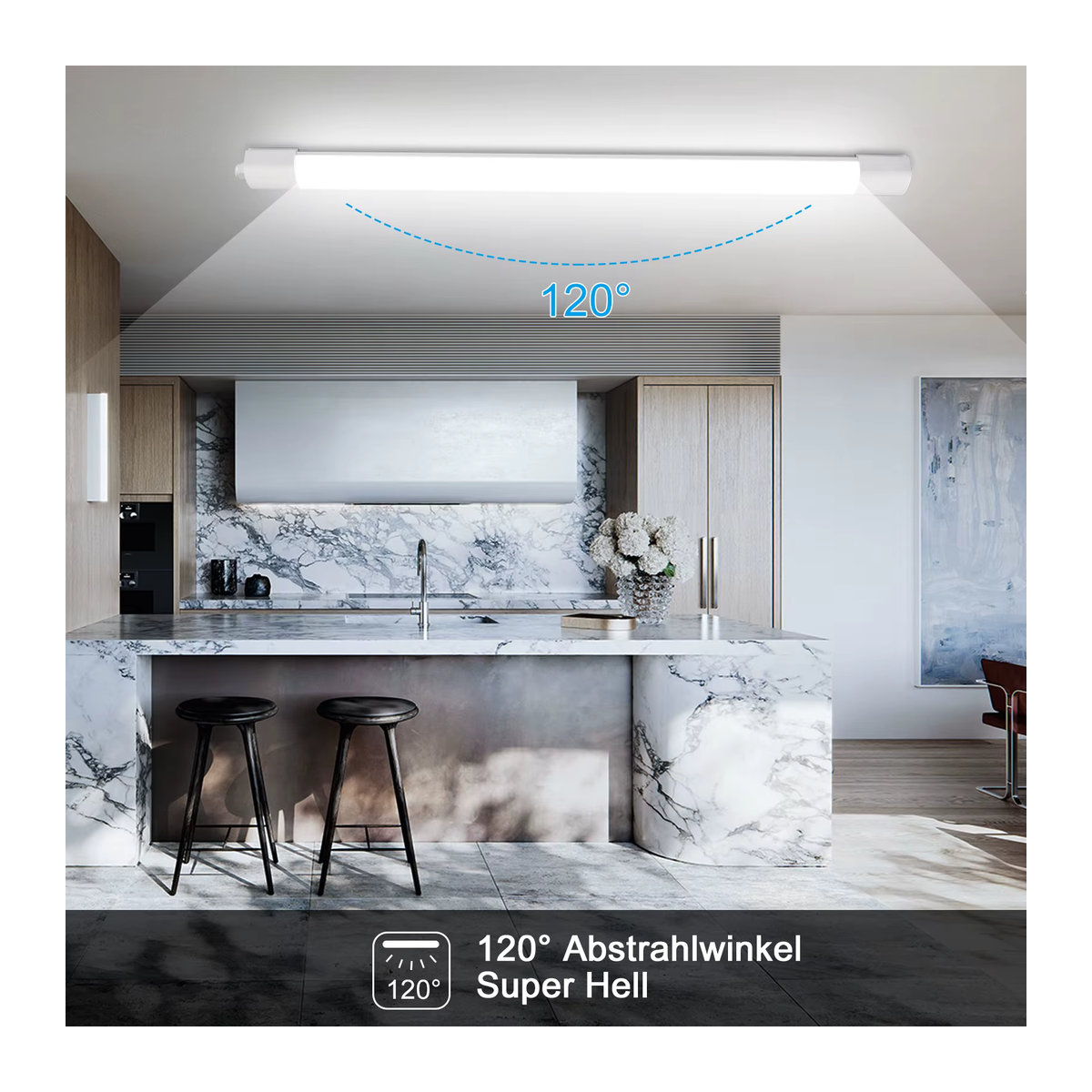 Oraymin LED Wet Room Leuchte 45 W, 150 cm, IP66 wasserdichte LED-Leuchtstoffröhre, Neutralweiß 4000 K - Bild 4