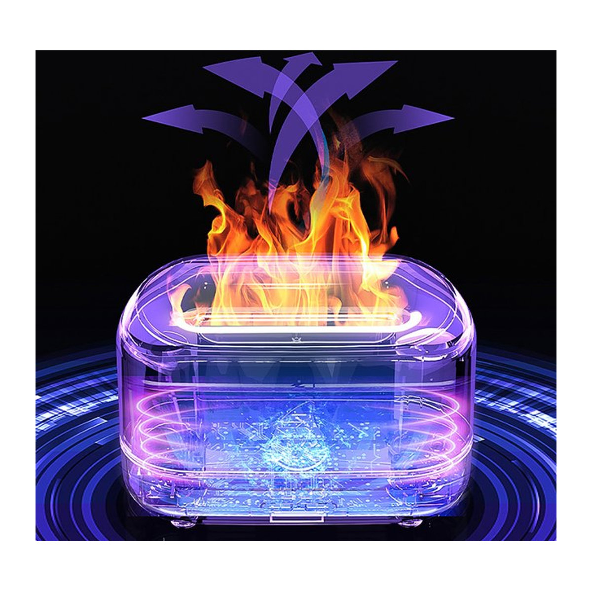 OREADEX RGB Flammen Aroma Diffusor und Luftbefeuchter mit 7 Farben, USB Desktop Nachtlicht und Aromatherapie Reiniger in Weiß und Mehrfarbig - Bild 1
