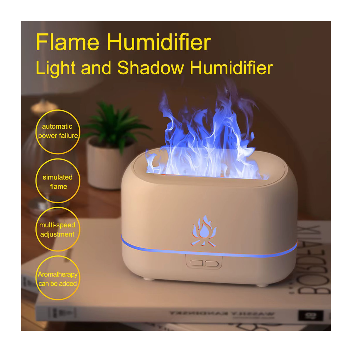 OREADEX RGB Flammen Aroma Diffusor und Luftbefeuchter mit 7 Farben, USB Desktop Nachtlicht und Aromatherapie Reiniger in Weiß und Mehrfarbig - Bild 2