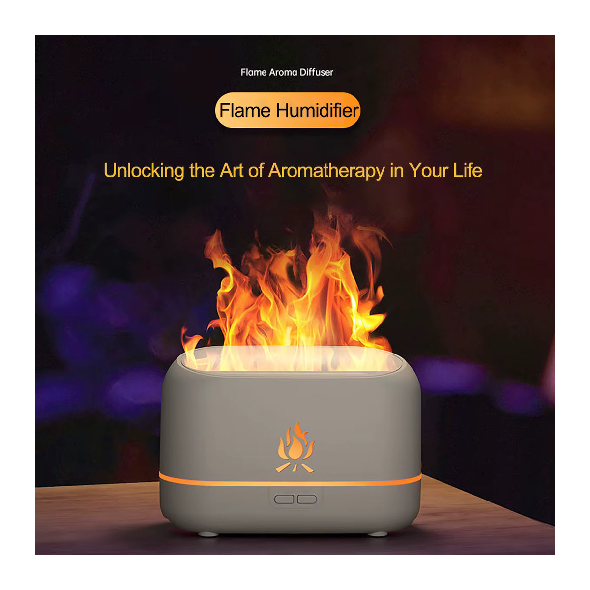 OREADEX RGB Flammen Aroma Diffusor und Luftbefeuchter mit 7 Farben, USB Desktop Nachtlicht und Aromatherapie Reiniger in Weiß und Mehrfarbig - Bild 3
