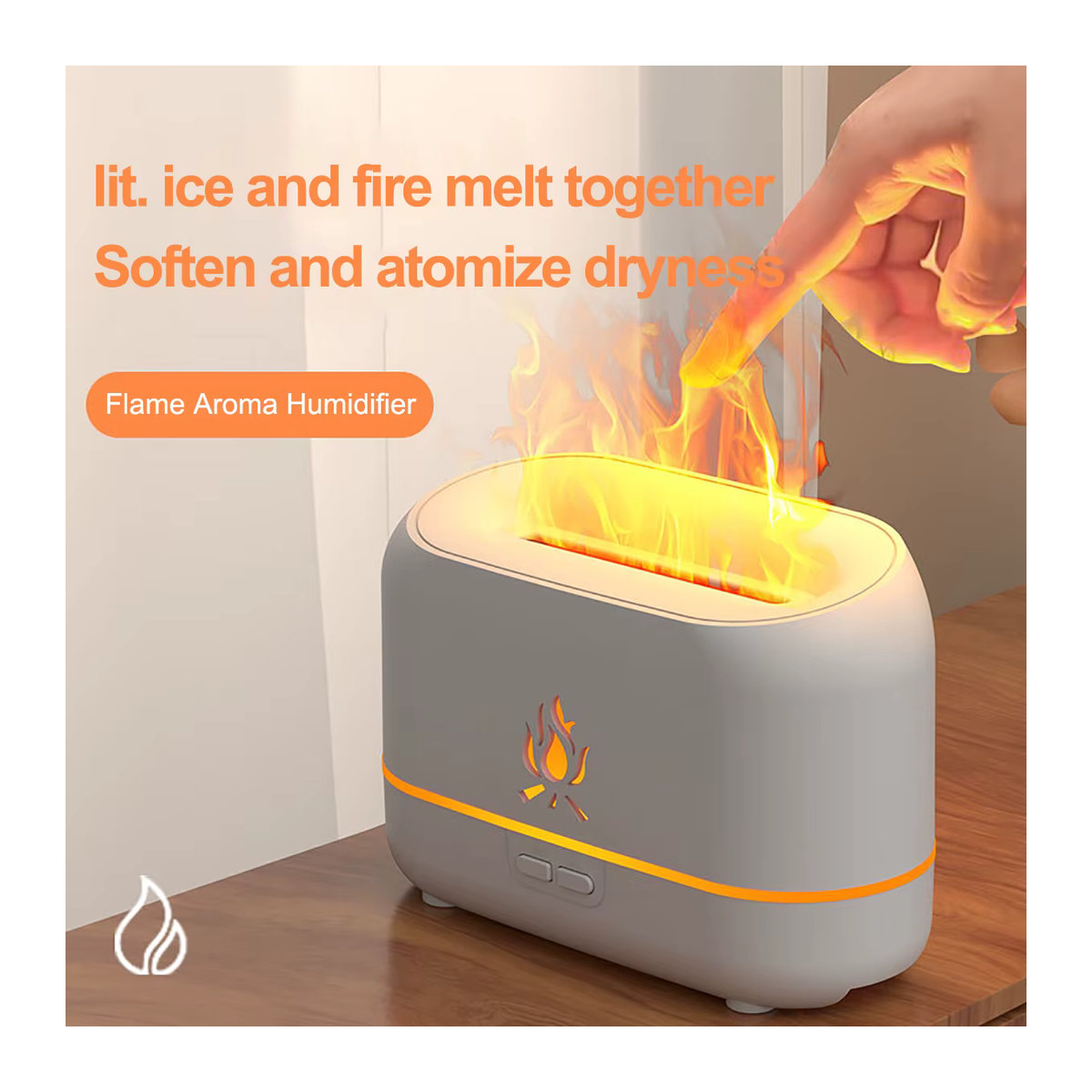 OREADEX RGB Flammen Aroma Diffusor und Luftbefeuchter mit 7 Farben, USB Desktop Nachtlicht und Aromatherapie Reiniger in Weiß und Mehrfarbig - Bild 4