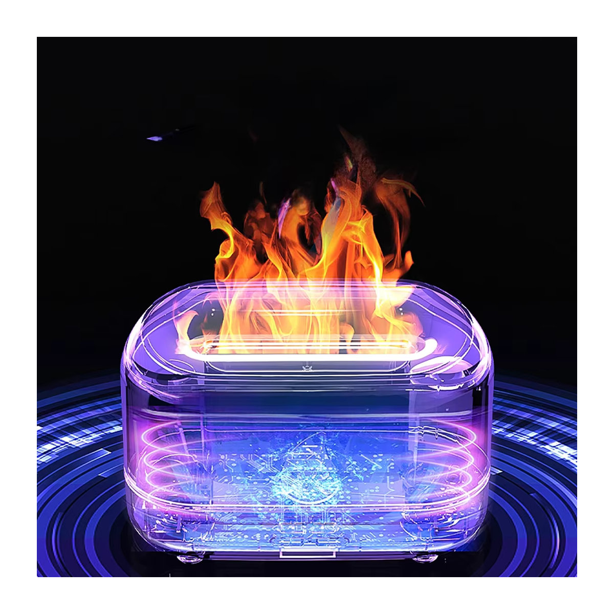 OREADEX RGB Flammen Aroma Diffusor und Luftbefeuchter mit 7 Farben, USB Desktop Nachtlicht und Aromatherapie Reiniger in Weiß und Mehrfarbig - Bild 6