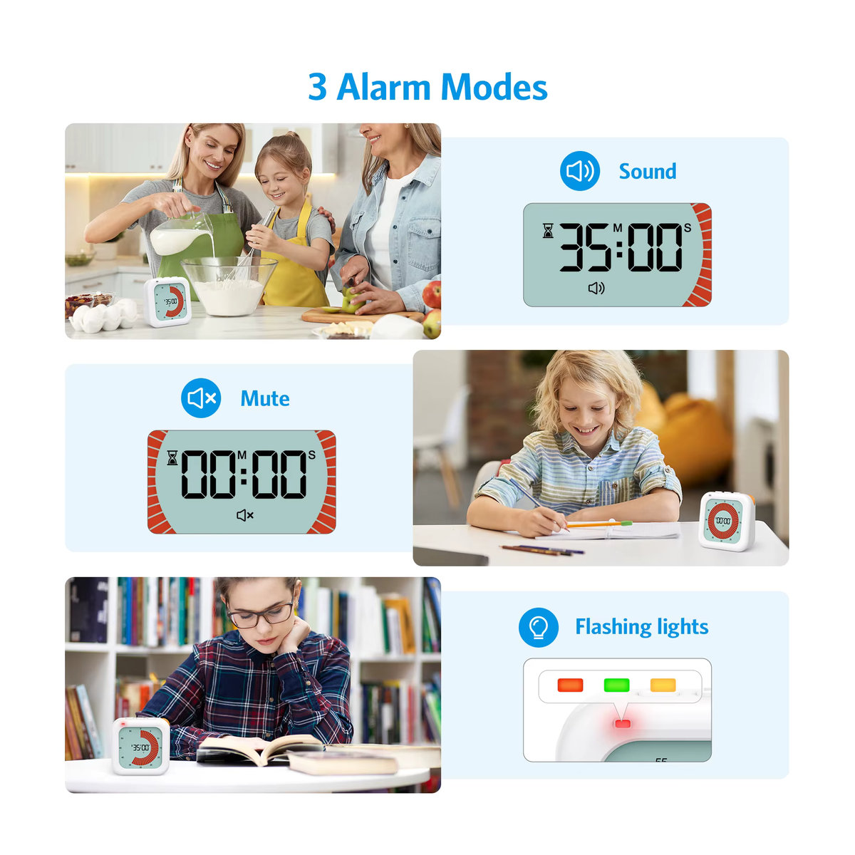 ORIA Visueller digitaler Countdown-Timer, 60 Minuten, Weiß - Bild 3