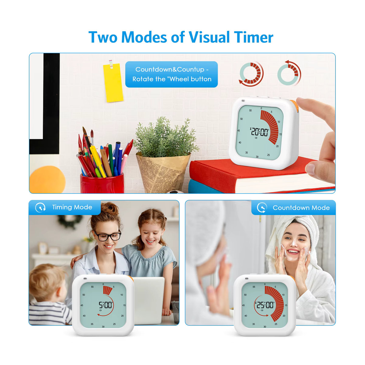 ORIA Visueller digitaler Countdown-Timer, 60 Minuten, Weiß - Bild 4