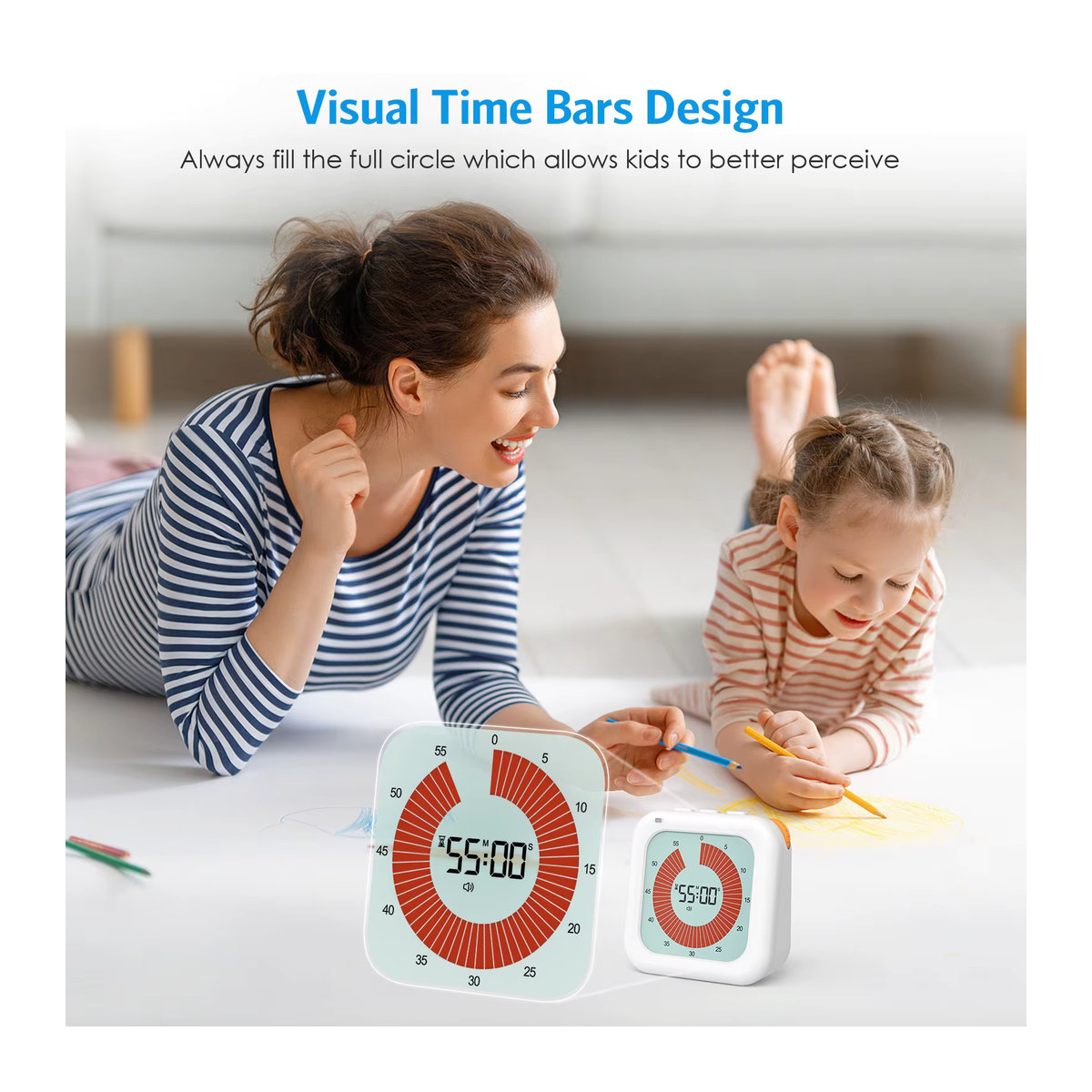 ORIA Visueller digitaler Countdown-Timer, 60 Minuten, Weiß - Bild 5