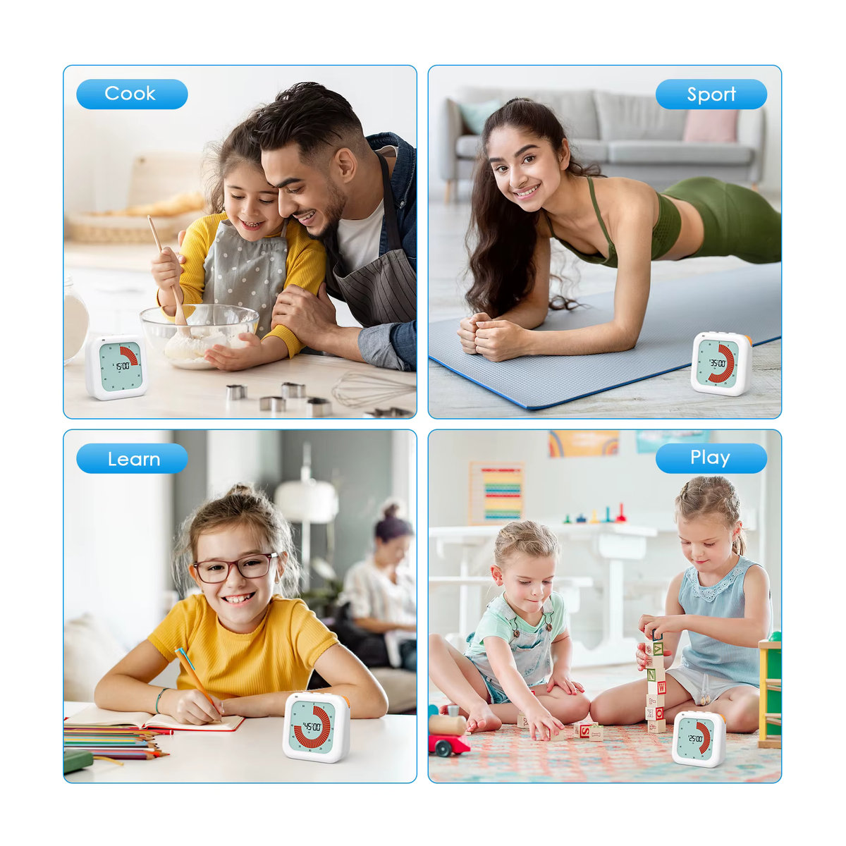 ORIA Visueller digitaler Countdown-Timer, 60 Minuten, Weiß - Bild 6