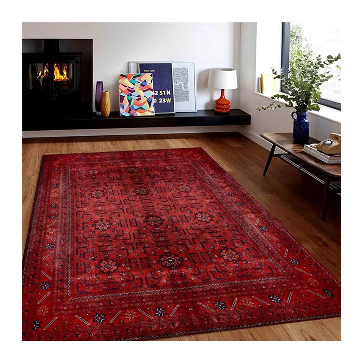 Orientalischer Teppich im persischen Vintage-Stil in Rot für Wohnzimmer und Flur - Bild 2