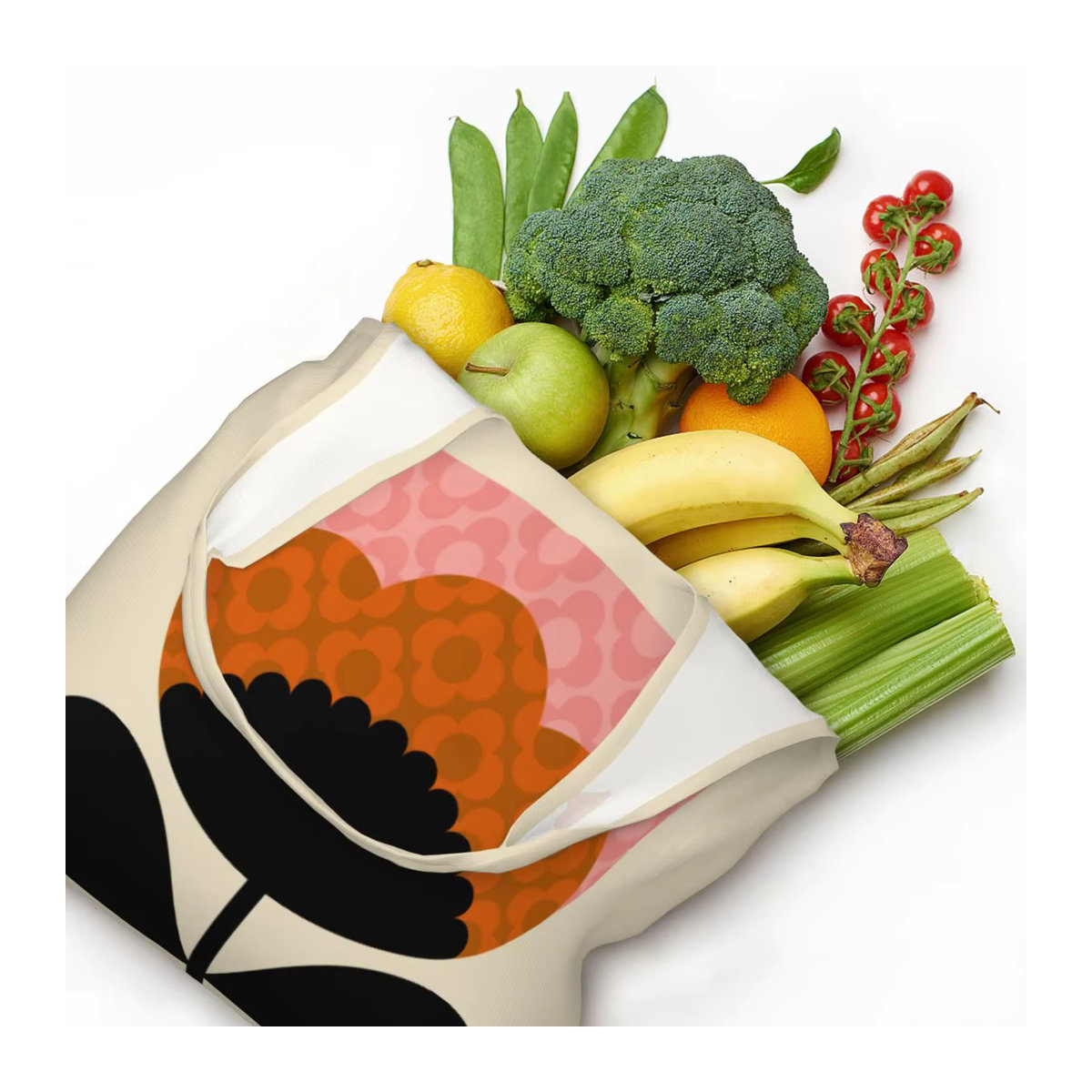 Orla Kiely Shopper aus waschbarer Leinwand mit buntem Frühlingsblüten-Print im Retro-Design - Bild 5