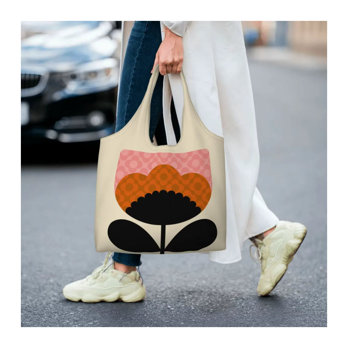 Orla Kiely Shopper aus waschbarer Leinwand mit buntem Frühlingsblüten-Print im Retro-Design - Bild 6