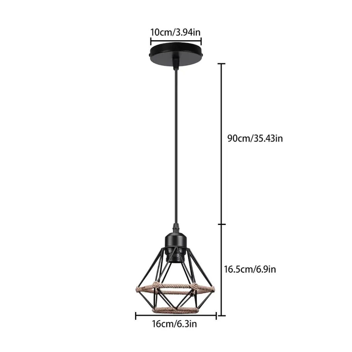 OSABO Mini-Pendelleuchte aus Metall im Industrial Retro-Loft-Stil, Schwarz - Bild 2