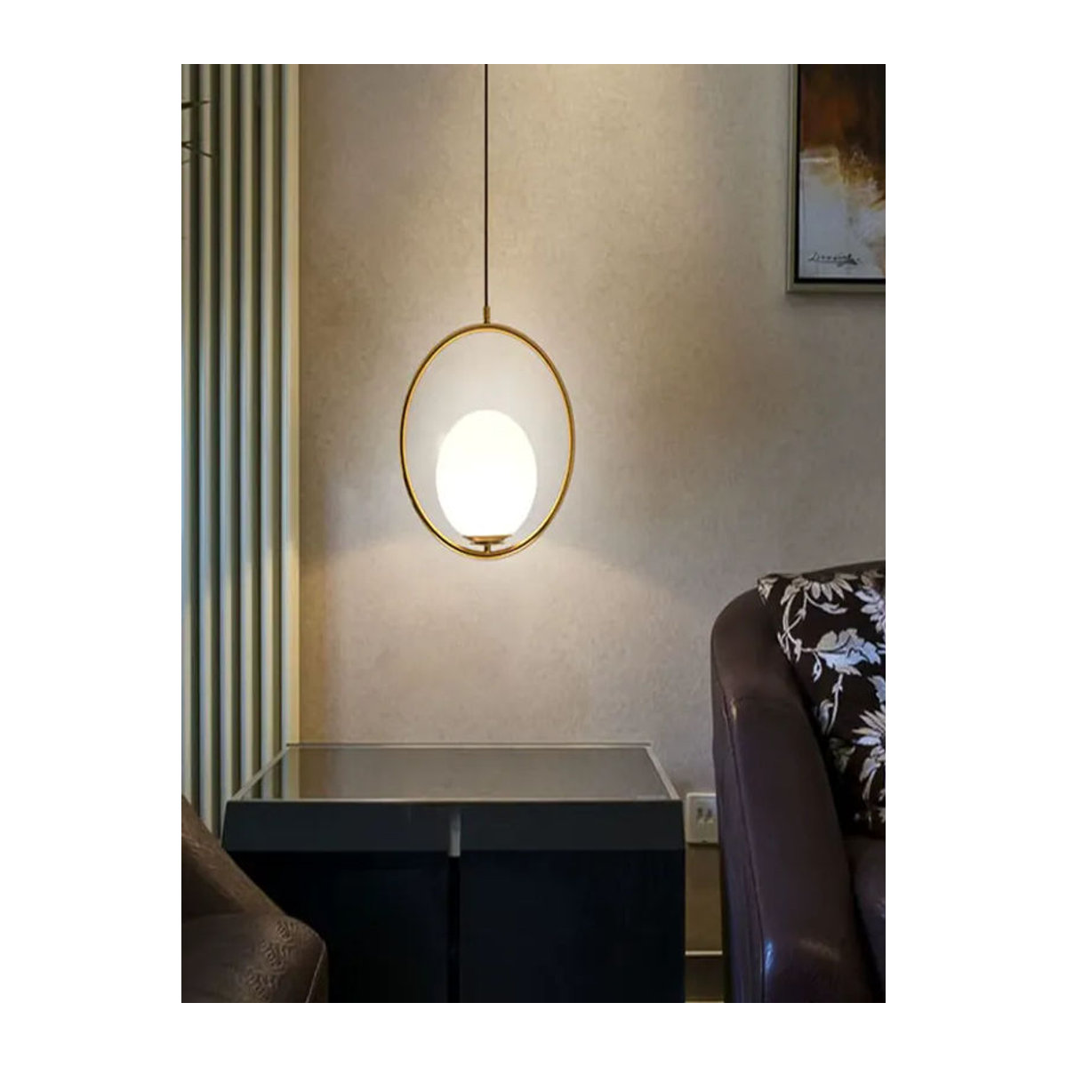 OSABO Pendelleuchte in Gold mit minimalistischem Design aus Kunststoff und Glas - Bild 7