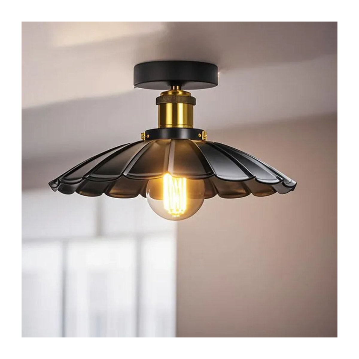 OSABO Retro Deckenlampe aus Metall für Innenräume mit E27 Fassung in Schwarz/Weiß - Bild 1