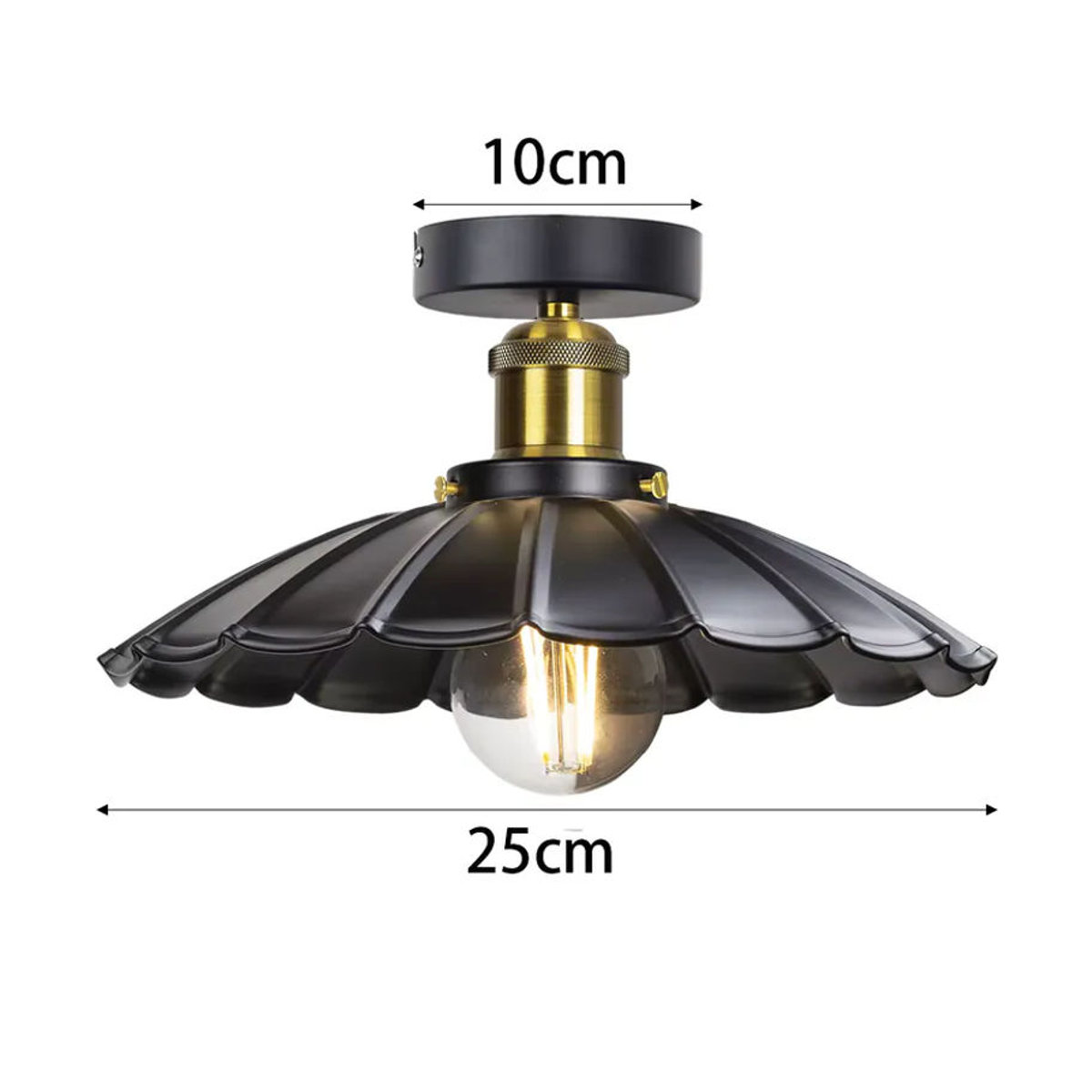 OSABO Retro Deckenlampe aus Metall für Innenräume mit E27 Fassung in Schwarz/Weiß - Bild 2