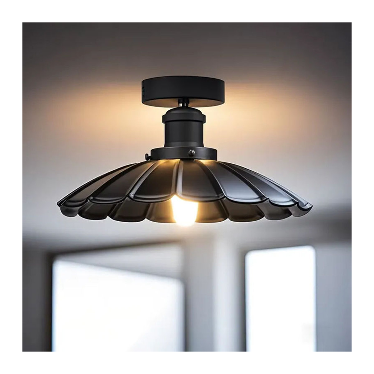 OSABO Retro Deckenlampe aus Metall für Innenräume mit E27 Fassung in Schwarz/Weiß - Bild 3
