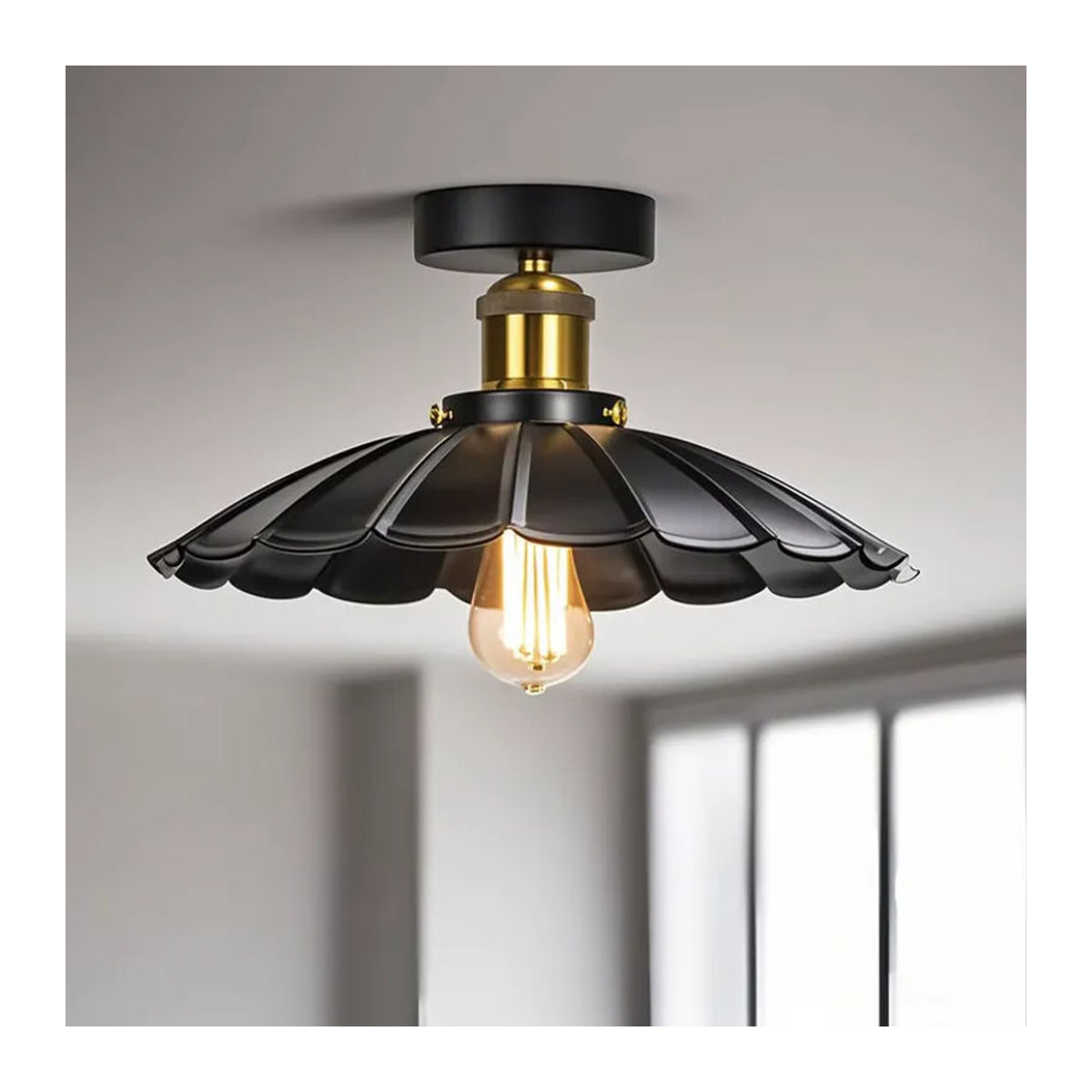 OSABO Retro Deckenlampe aus Metall für Innenräume mit E27 Fassung in Schwarz/Weiß - Bild 4