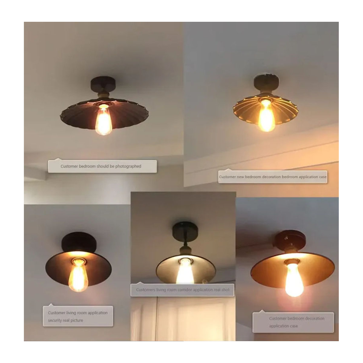 OSABO Retro Deckenlampe aus Metall für Innenräume mit E27 Fassung in Schwarz/Weiß - Bild 5