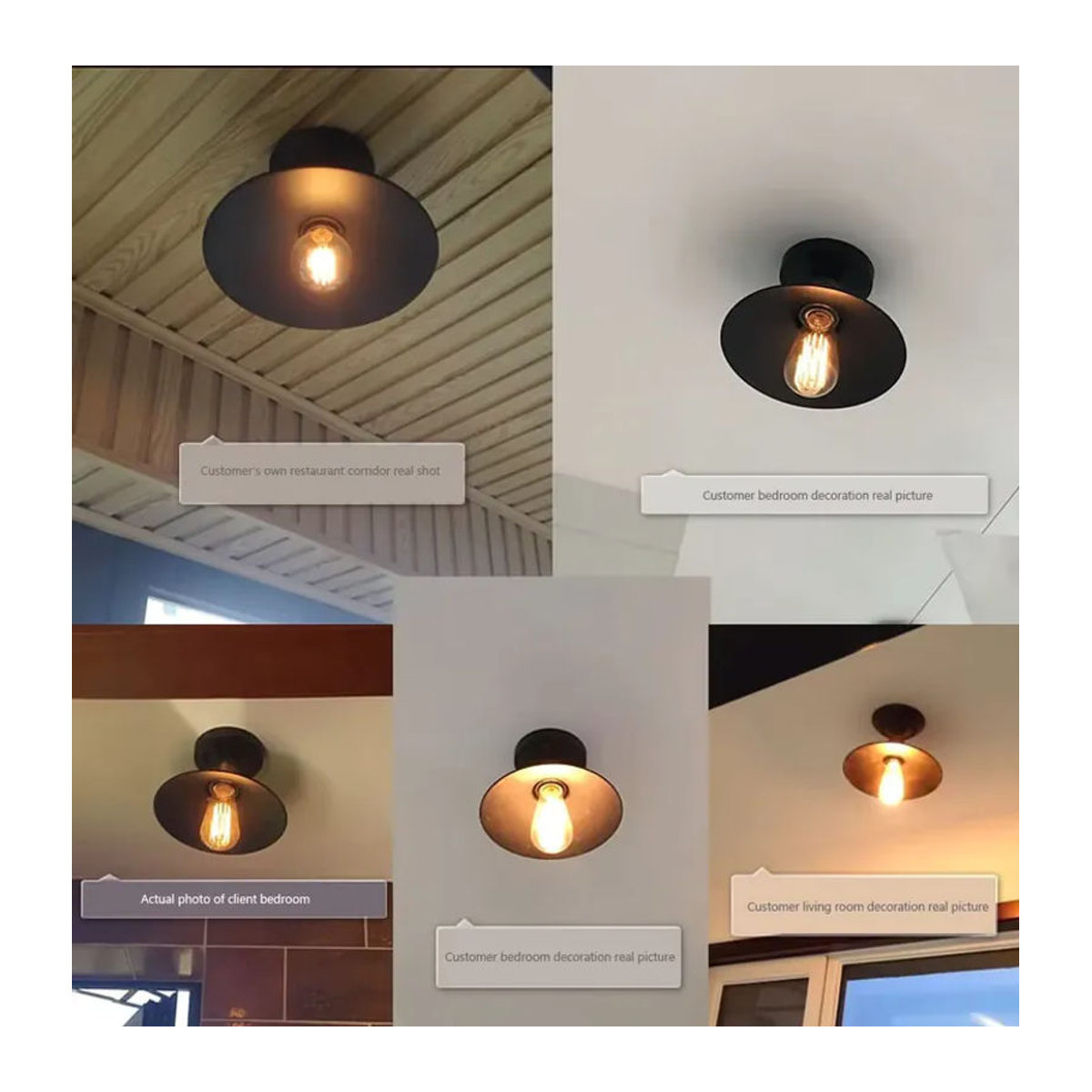 OSABO Retro Deckenlampe aus Metall für Innenräume mit E27 Fassung in Schwarz/Weiß - Bild 6