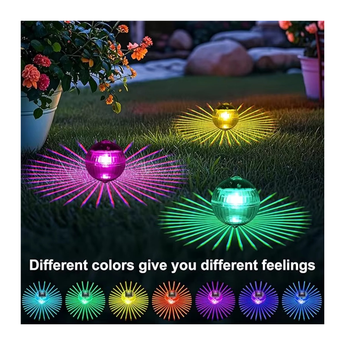 OSIDEN Solar-Pool-Lichter mit RGB-Farbwechsel, wasserfeste LED-Solarleuchte für Garten, Pool und Außenbereich, Bunt - Bild 4