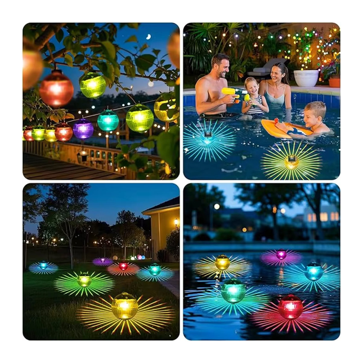 OSIDEN Solar-Pool-Lichter mit RGB-Farbwechsel, wasserfeste LED-Solarleuchte für Garten, Pool und Außenbereich, Bunt - Bild 5