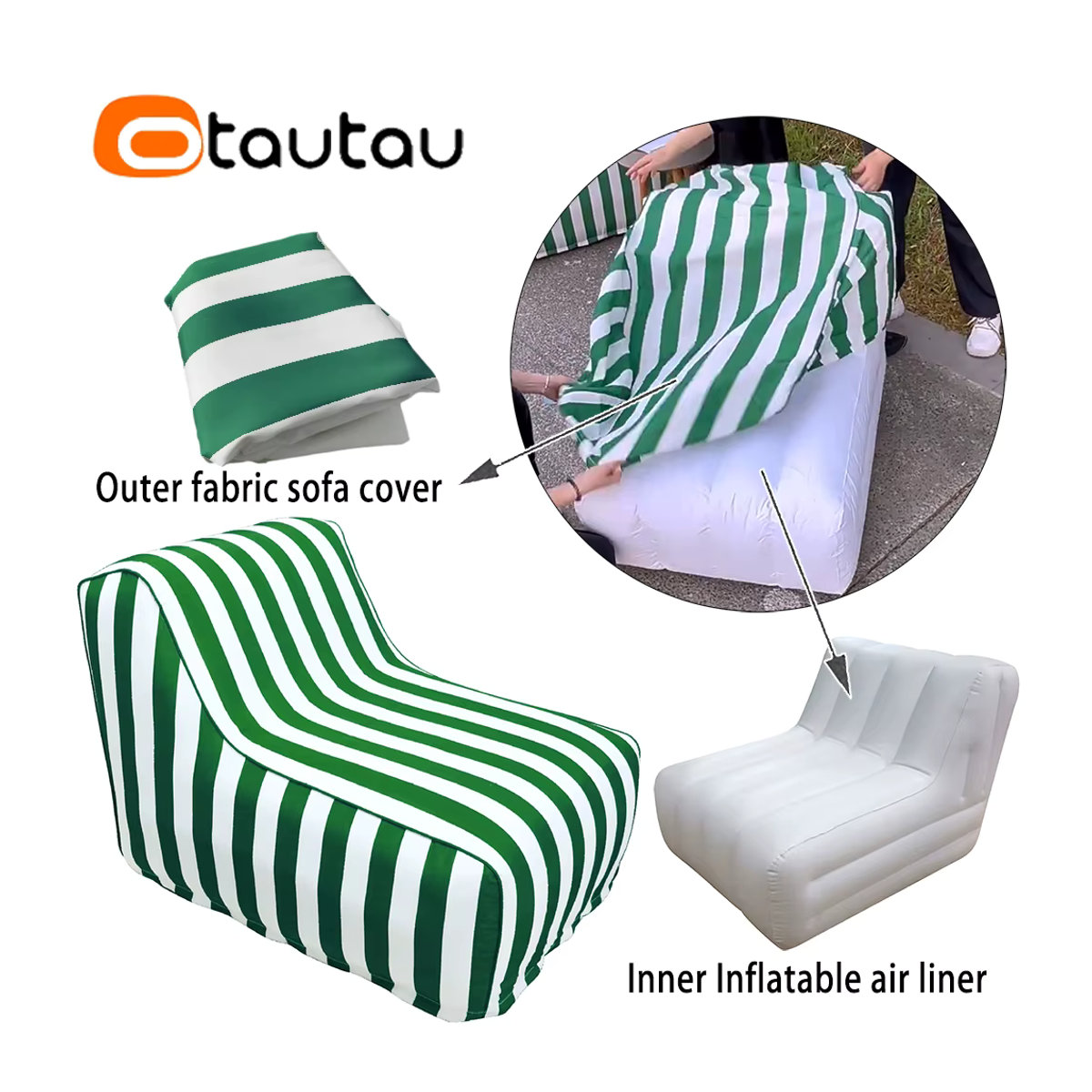 Otautau aufblasbare Sofa Abdeckung Blau für den Außen- und Innenbereich als Sitzsack, Liege und Hocker - Bild 3