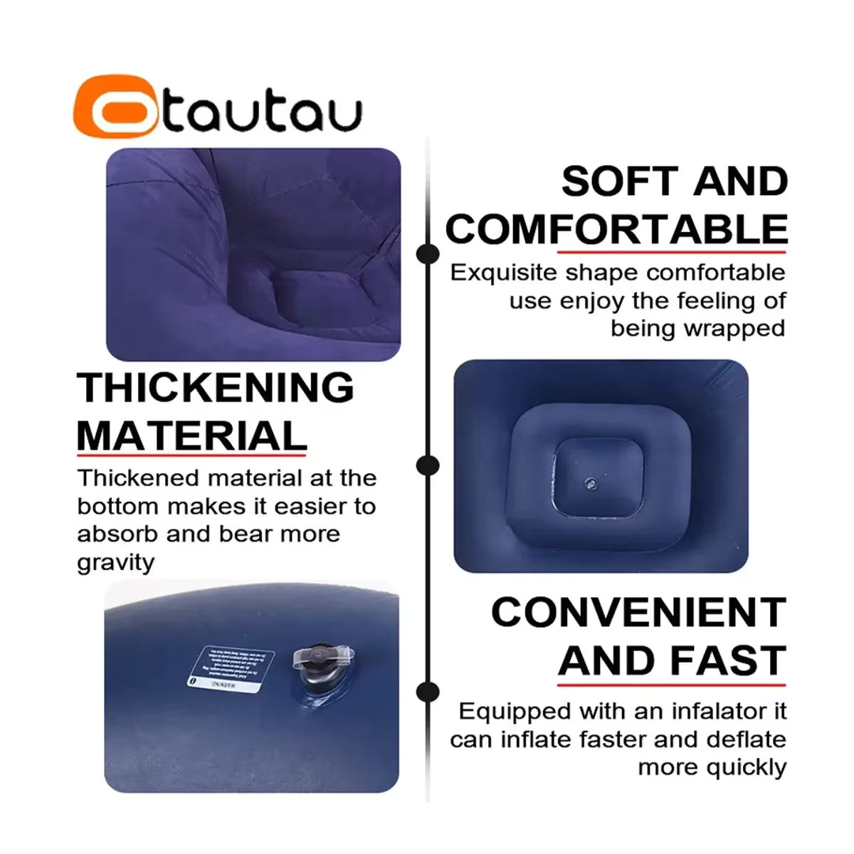 OTAUTAU Aufblasbares Outdoor Sofa Campingcouch Ultraleichtes Tragbares Gartenmöbel SF028 - Bild 3