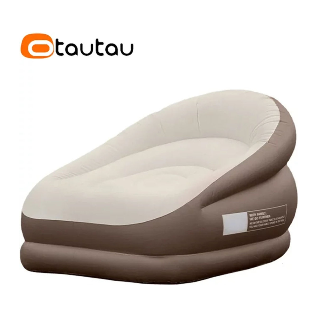 OTAUTAU Aufblasbares Outdoor-Sofa mit Fußstütze und Hocker in Beige, Tragbare Camping-Klappmöbel Chaise Lounge Recliner SF101 - Bild 1