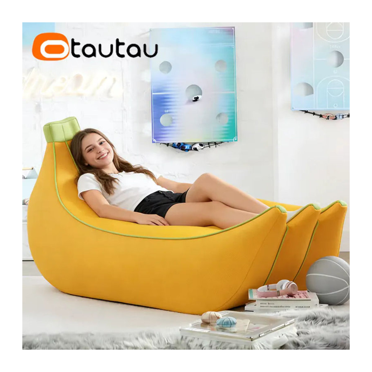 OTAUTAU Bean Bag Lounger Cover Banana Mesh Floating Pouf für den Pool SF629 - Bild 4