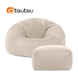 OTAUTAU Cord-Sitzsack-Hockerbezug ohne Füllung als Lazy Floor Sitzsack und Ottomane in Pink oder Beige