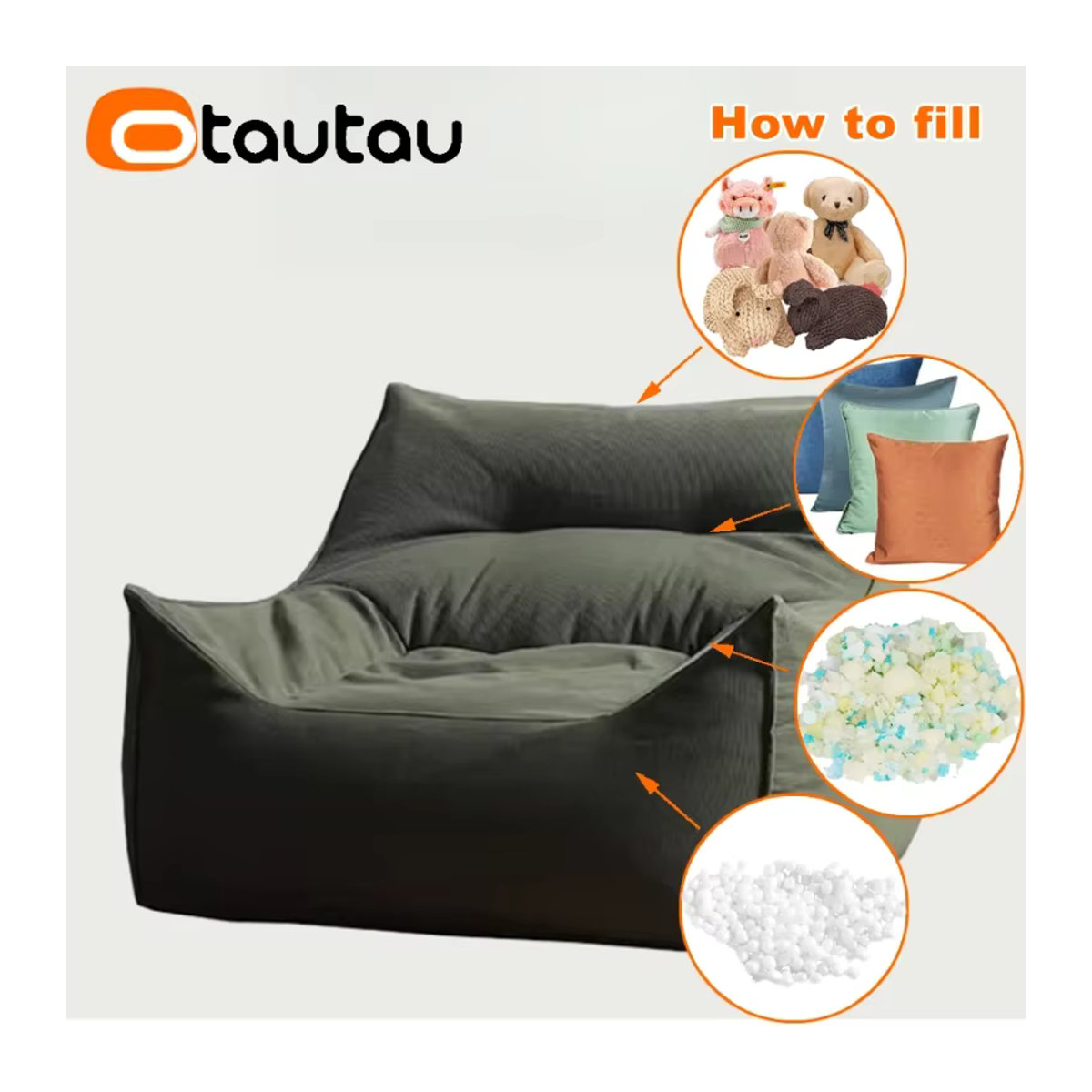 OTAUTAU Cord-Sitzsackbezug SF440 in Light Grey - Bild 2