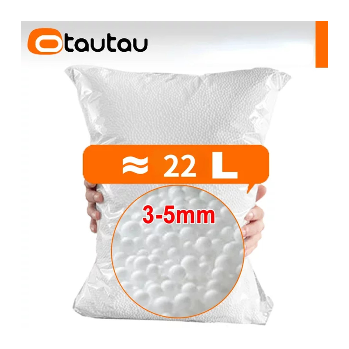 OTAUTAU EPS Polystyrol Füllmaterial für Sitzsäcke und Sofas, 3–5 mm geschäumte Polystyrol-Kügelchen im Innenbeutel, TL001 - Bild 1