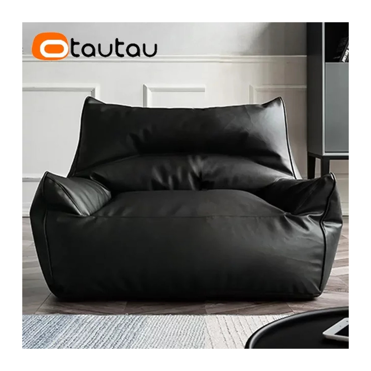 Otautau Kunstleder Sitzsack Bezug für König und Königin Sessel in Schwarz ohne Füllung - Bild 1