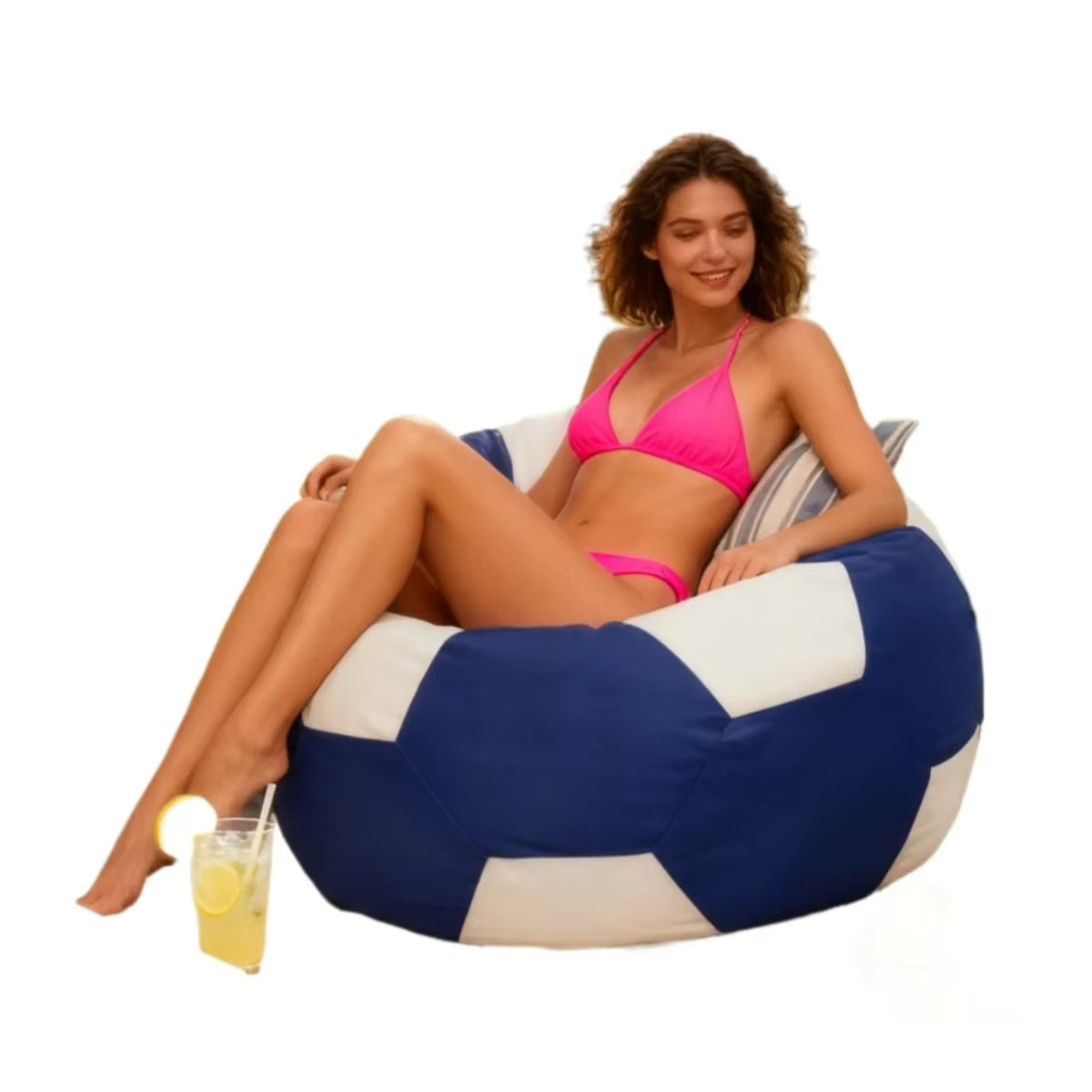 OTAUTAU Outdoor Fußball Sitzsack Abdeckung für Pool, Strand und Garten in Blau und Bunt (ohne Füllung) - Bild 7