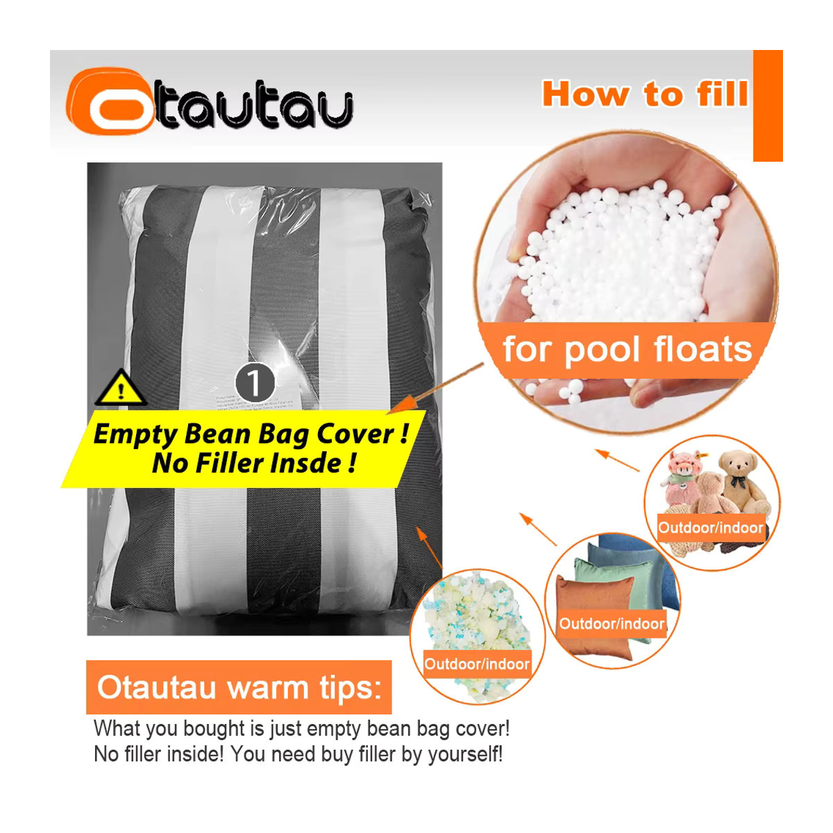 OTAUTAU Outdoor Sitzsack Abdeckung für Pool, Strand und Bar in Dunkelblau SF464 - Bild 2