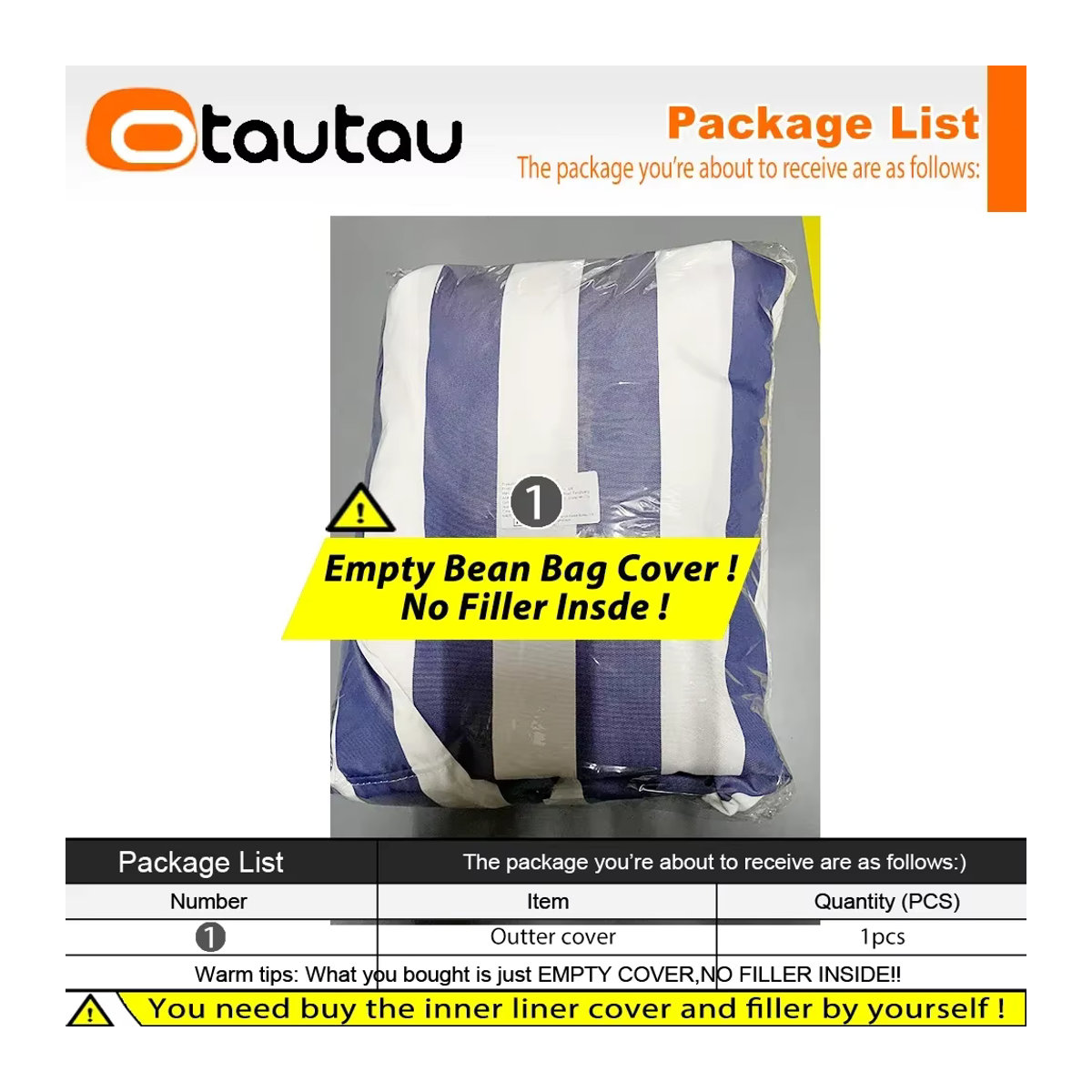 OTAUTAU Outdoor Sitzsack Abdeckung für Strand und Garten in Light Purple, B/T/H: 180 x 140 cm - Bild 2