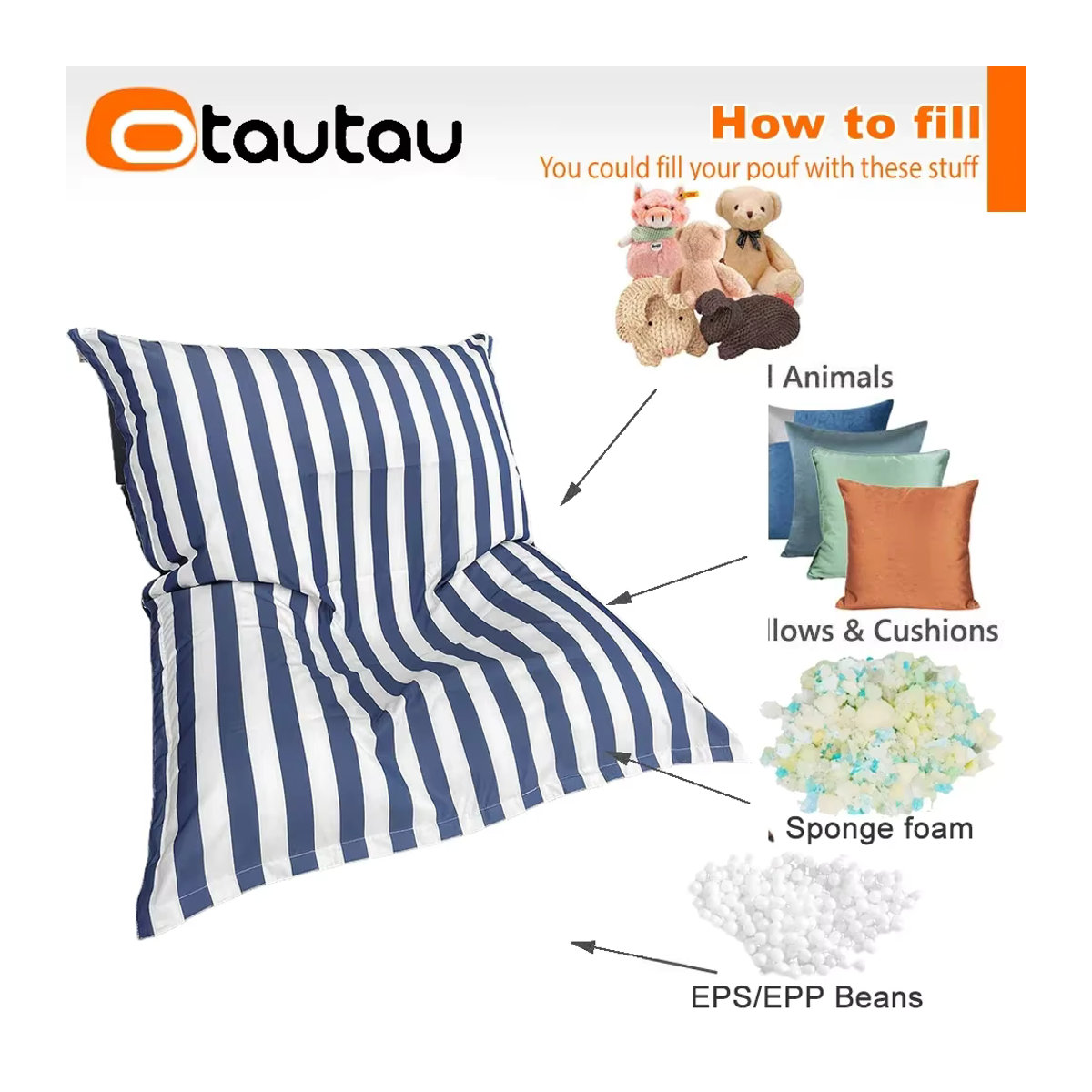 OTAUTAU Outdoor Sitzsack Abdeckung für Strand und Garten in Light Purple, B/T/H: 180 x 140 cm - Bild 3