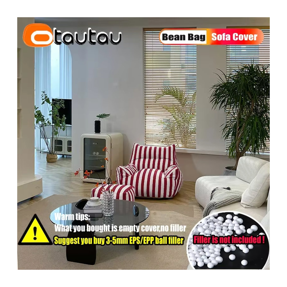 Otautau Outdoor Sitzsack Bezug wasserdicht für Garten Camping und Strand ohne Füllung - Bild 3