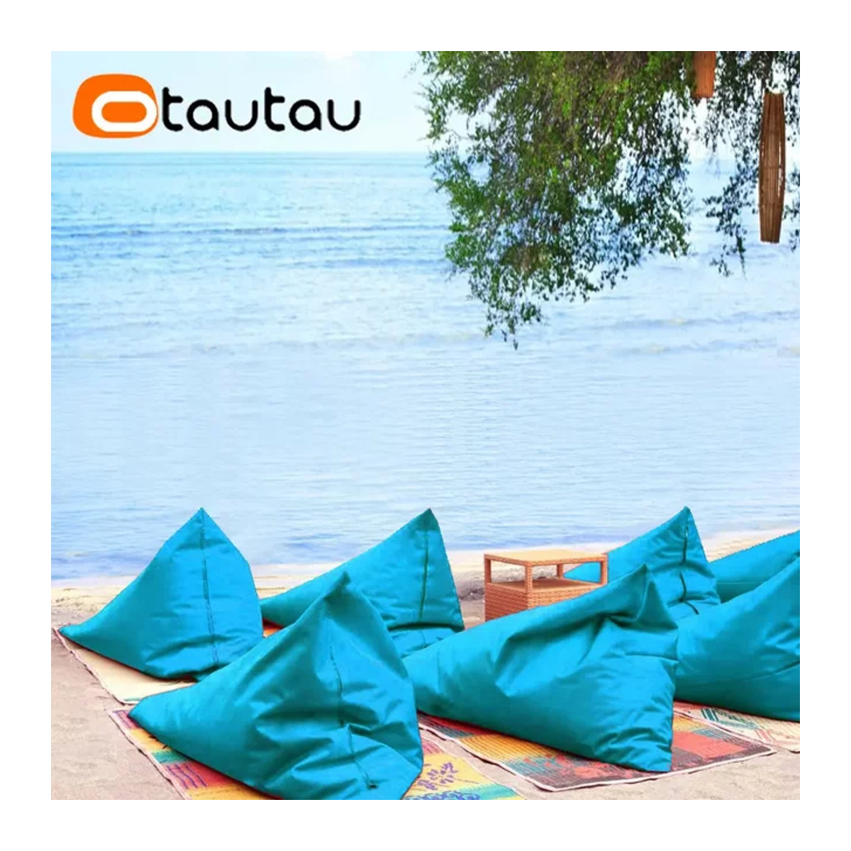 Otautau Outdoor Sitzsack Hocker Abdeckung in Blau, wasserdichte Schutzhülle für Garten, Strand und Schwimmbad, ohne Füllung - Bild 1