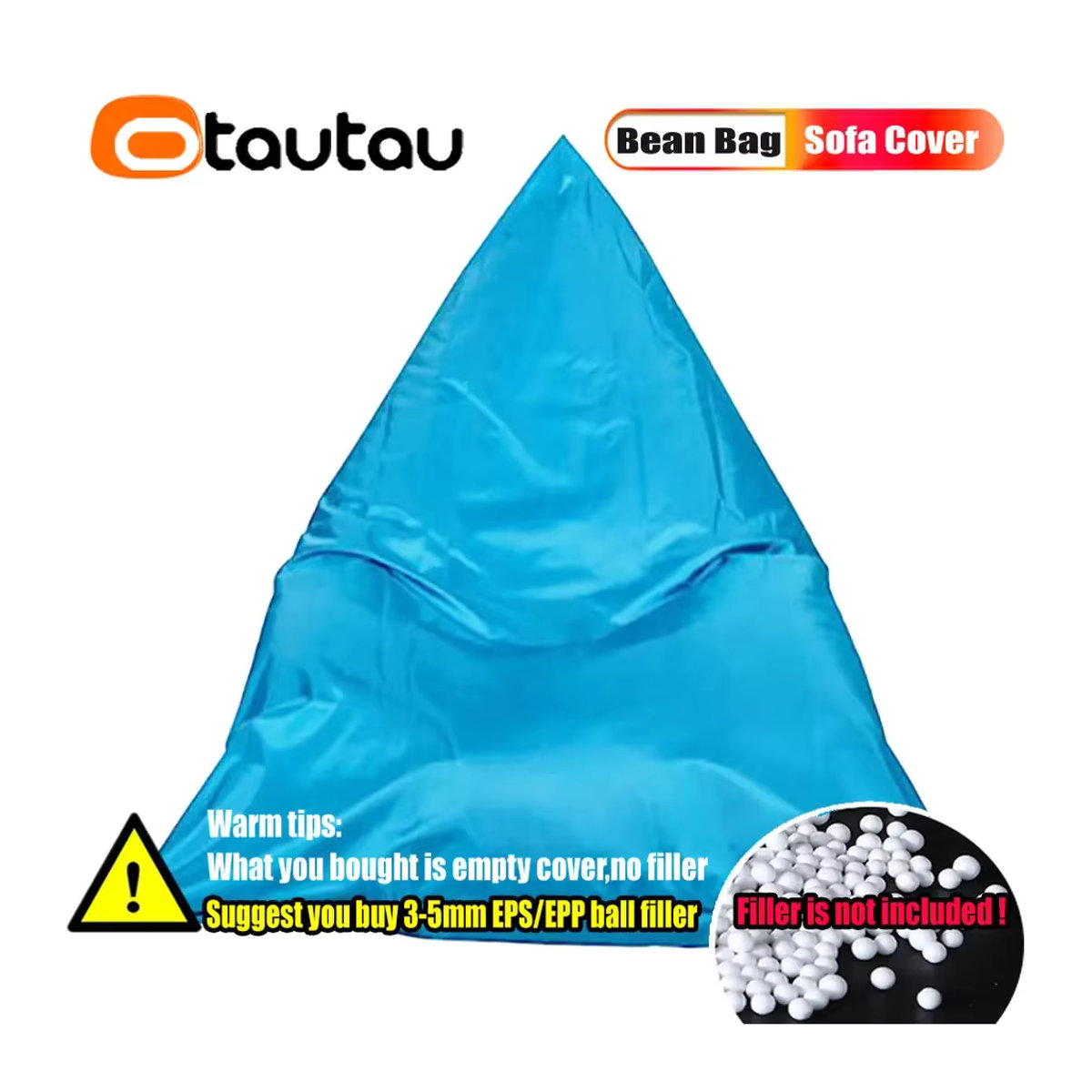 Otautau Outdoor Sitzsack Hocker Abdeckung in Blau, wasserdichte Schutzhülle für Garten, Strand und Schwimmbad, ohne Füllung - Bild 2