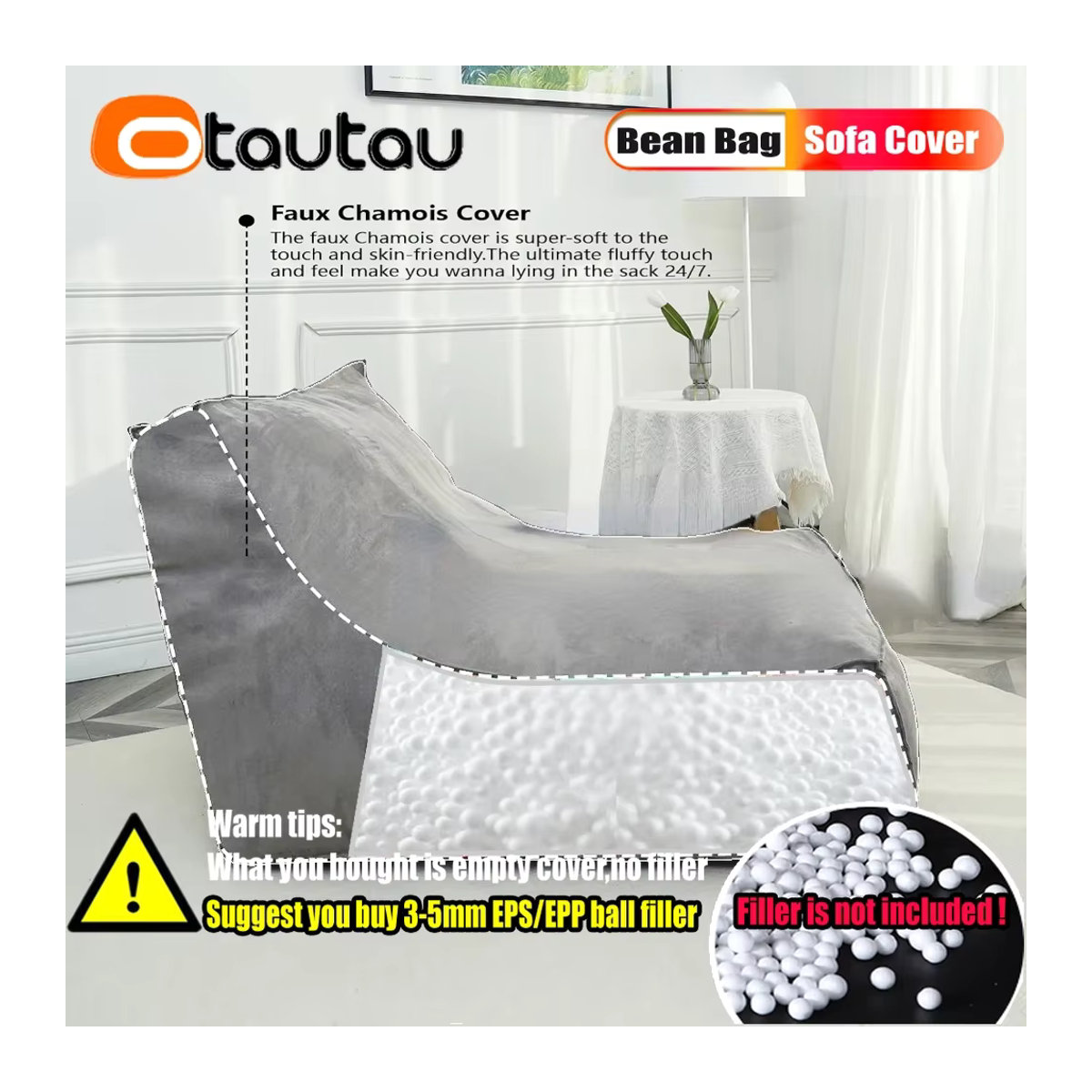Otautau Outdoor Sitzsack Liege Abdeckung für Garten und Strand in Grau und Grün - Bild 3
