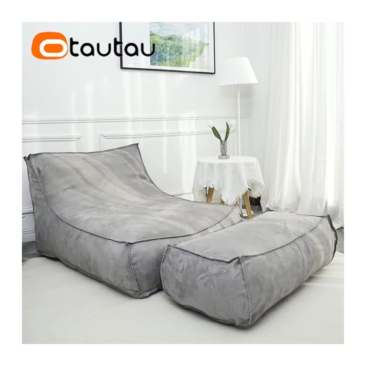 Otautau Outdoor Sitzsack Liege Abdeckung für Garten und Strand in Grau und Grün - Bild 6