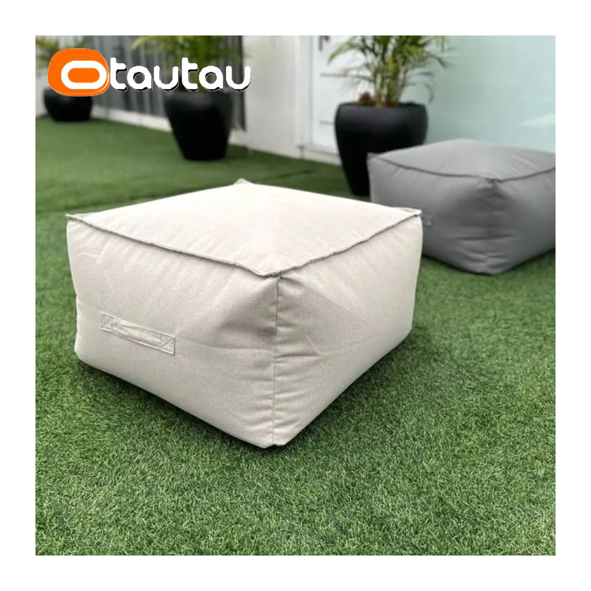 Otautau Outdoor Sitzsack Sessel mit Ottomane Fussstütze Bezug ohne Füllung gestreift in Blau und Beige - Bild 2