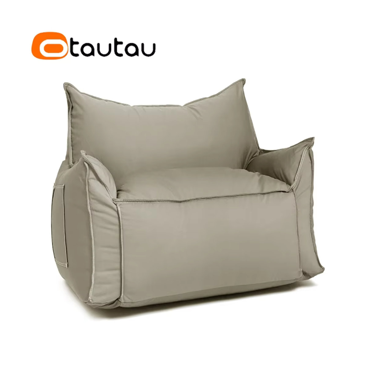 Otautau Outdoor Sitzsack Sessel mit Ottomane Fussstütze Bezug ohne Füllung gestreift in Blau und Beige - Bild 3