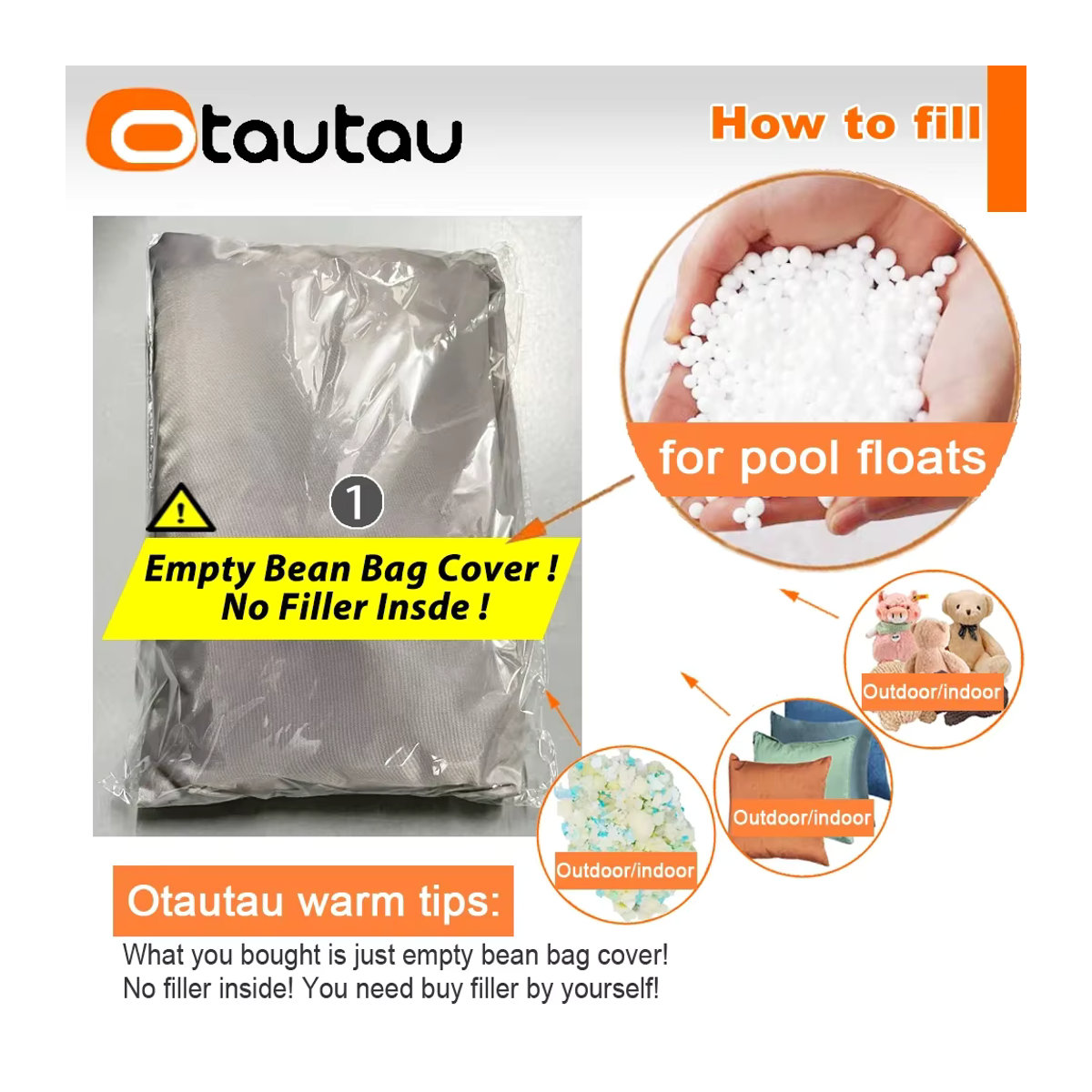 OTAUTAU Outdoor Swimming Pool Floating Bean Bag Cover Pillowsac DD203, Farbe: Lavender, B/T/H: 180 x 140 x 0 cm - Bild 2